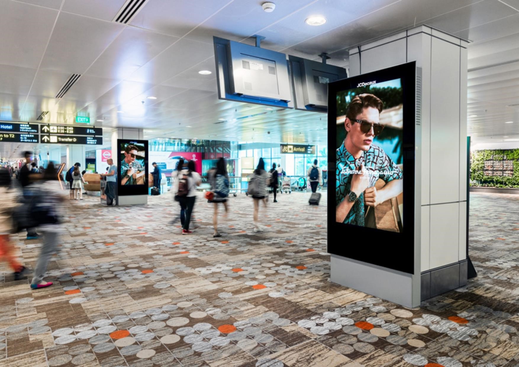 circuito pubblicitario in aeroporto a Singapore